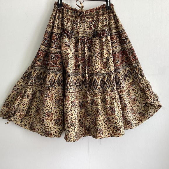 Tiered boho cottagecore upcycled bedspread elastic drawstring maxi skirt SM - XL - Picture 7 of 11